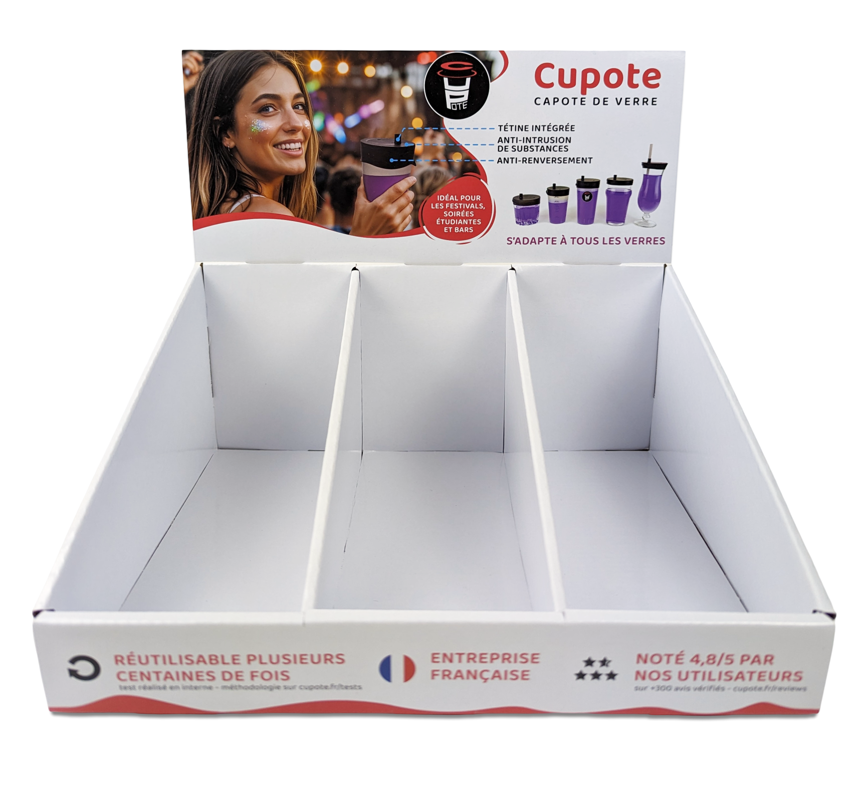 Présentoir de comptoir Cupote pour la distribution