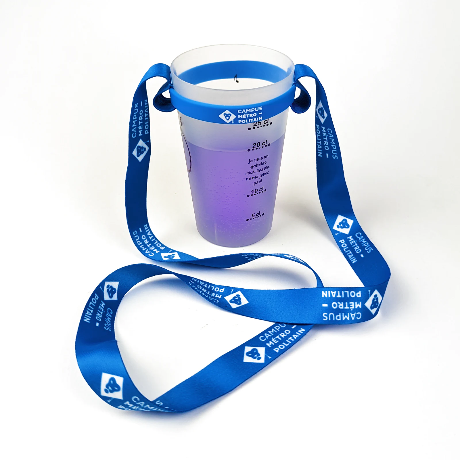 Tour de cou porte-gobelet Cupote avec verre posé, mains libres